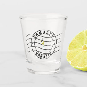 Map of Vanuatu, Postal Passport Stamp Shot Glass