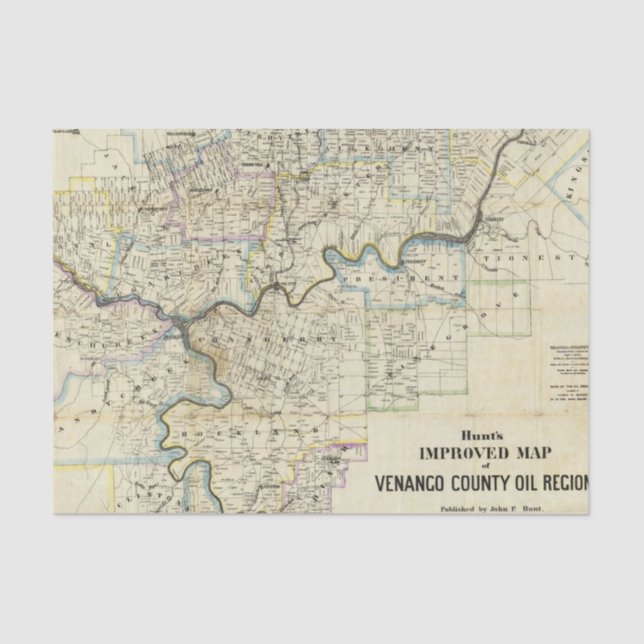 Map of Venango County Oil Regions Tissue Paper (Front)