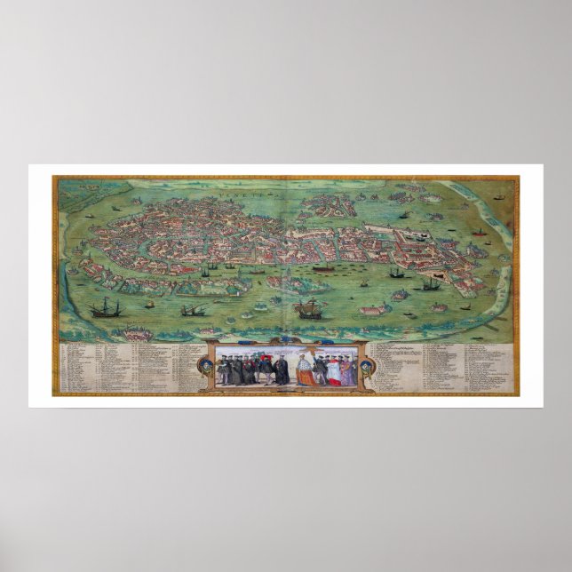 Map of Venice, from 'Civitates Orbis Terrarum' by Poster (Front)