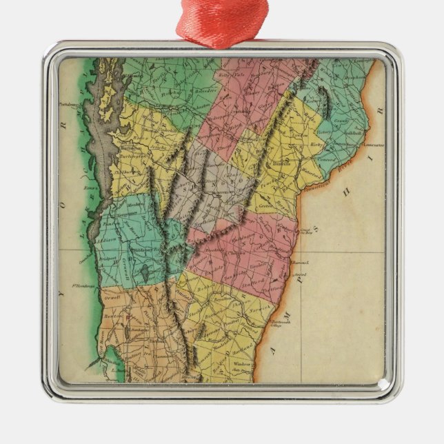 Map Of Vermont Metal Tree Decoration (Front)