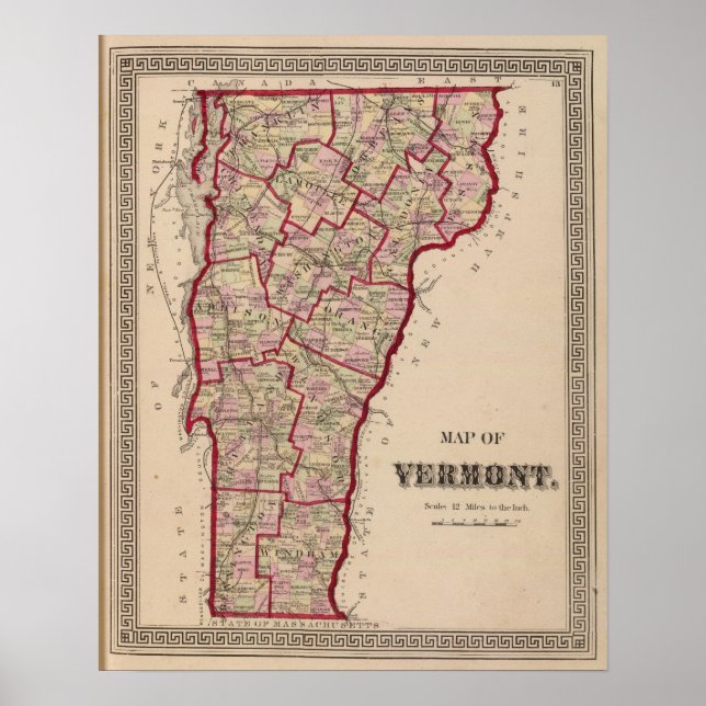 Map of Vermont Poster (Front)