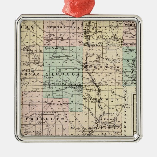 Map of Vernon County, Arcadia and Viroqua Metal Ornament (Front)