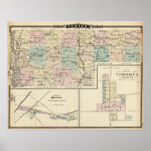 Map of Vernon County, Arcadia and Viroqua Poster