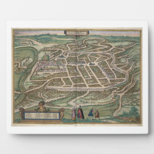 Map of Vilnius, Lithuania, from 'Civitates Orbis T Plaque