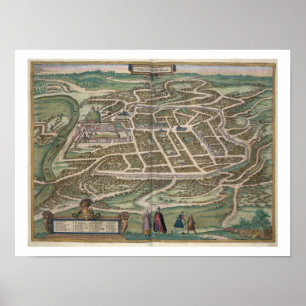 Map of Vilnius, Lithuania, from 'Civitates Orbis T Poster