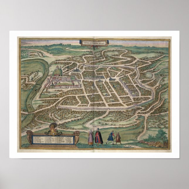 Map of Vilnius, Lithuania, from 'Civitates Orbis T Poster (Front)