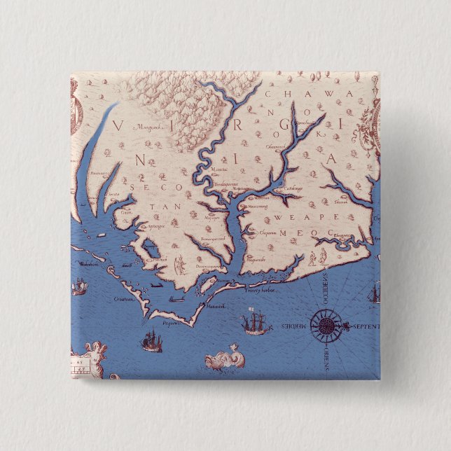 Map of Virginia 15 Cm Square Badge (Front)