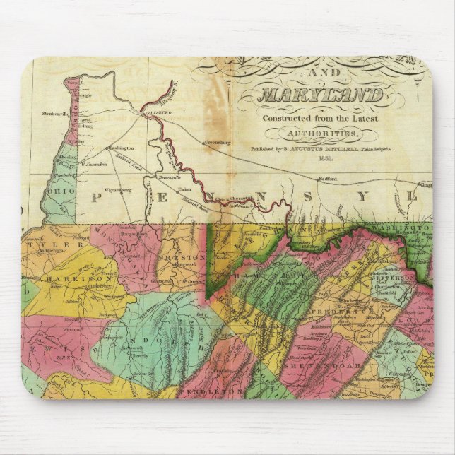 Map of Virginia and Maryland Mouse Pad (Front)