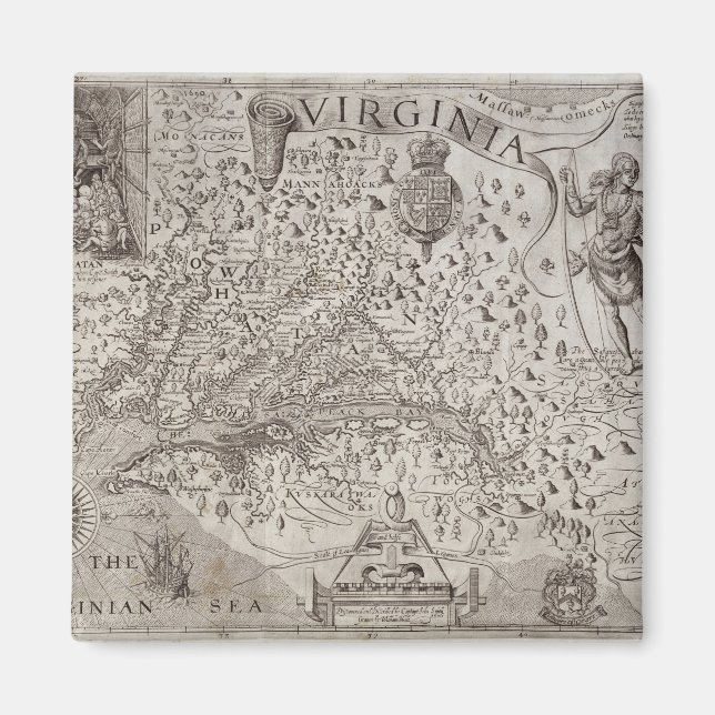 Map of Virginia, discovered and described by Capta Magnet (Front)