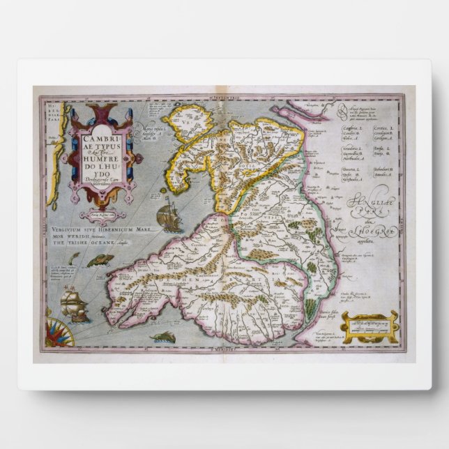Map of Wales, published c.1630 (hand-colored engr Plaque (Front)