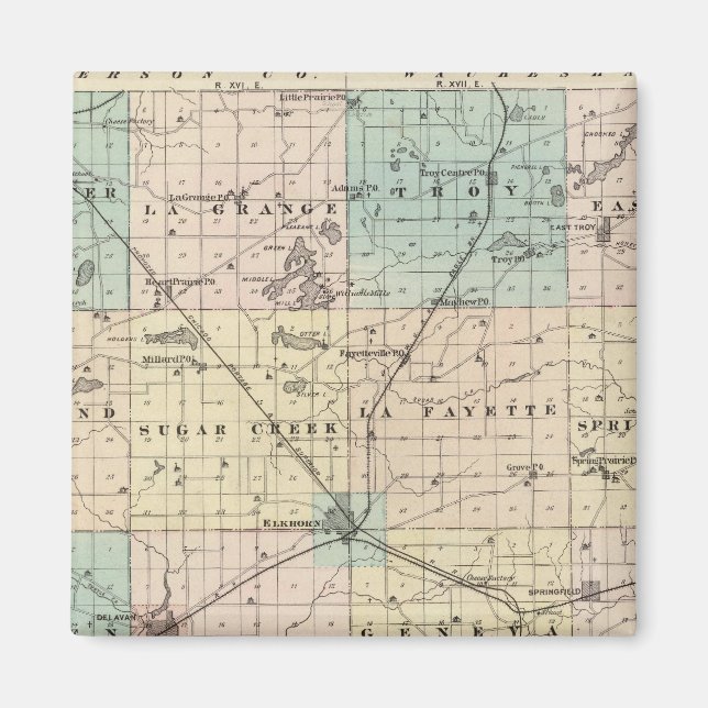 Map of Walworth County, State of Wisconsin Magnet (Front)