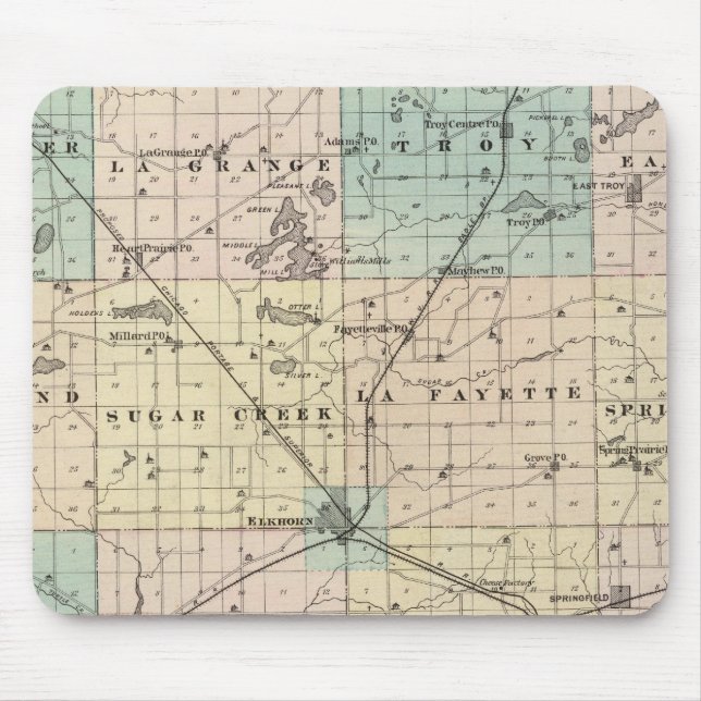 Map of Walworth County, State of Wisconsin Mouse Pad (Front)