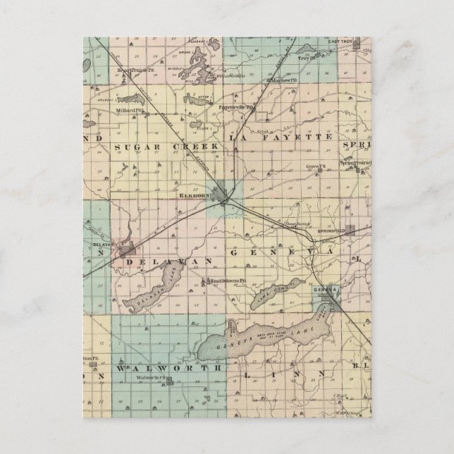 Map of Walworth County, State of Wisconsin Postcard (Front)