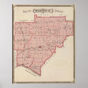 Map of Warrick County Poster