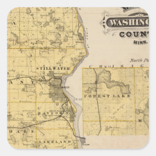 Map of Washington County, Minnesota Square Sticker