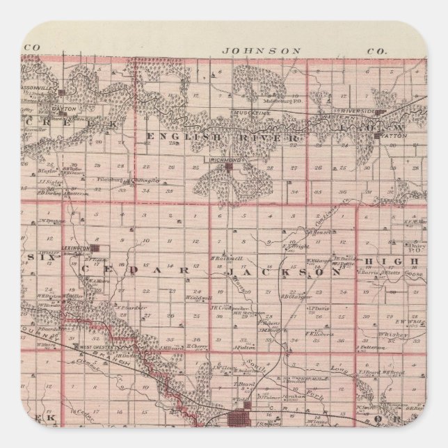 Map of Washington County, State of Iowa Square Sticker (Front)