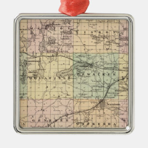Map of Waukesha County, State of Wisconsin Metal Ornament
