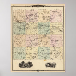 Map of Waukesha County, State of Wisconsin Poster