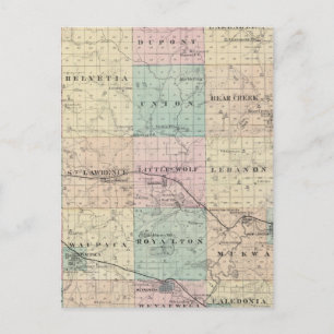 Map of Waupaca County, State of Wisconsin Postcard