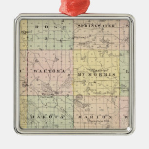 Map of Waushara County, Necedah and Wautoma Metal Ornament