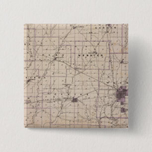 Map of Wayne County 2 15 Cm Square Badge