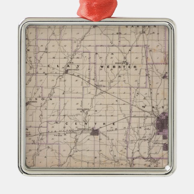 Map of Wayne County 2 Metal Ornament (Front)