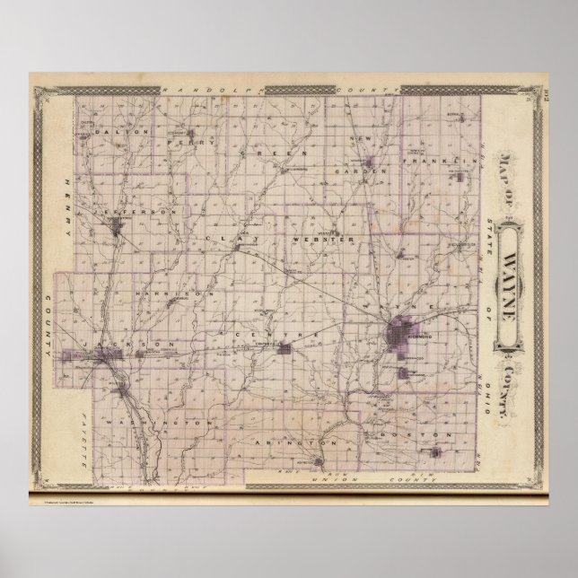Map of Wayne County 2 Poster (Front)