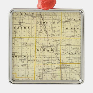 Map of Wayne County Metal Tree Decoration