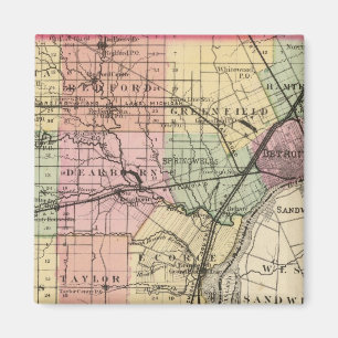 Map of Wayne County, Michigan Magnet