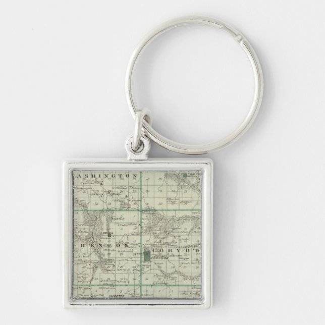 Map of Wayne County, State of Iowa Key Ring (Front)