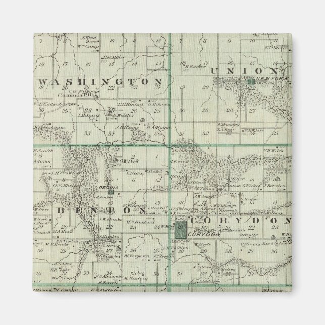 Map of Wayne County, State of Iowa Magnet (Front)