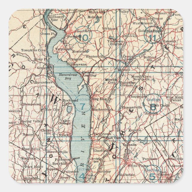 Map of Westchester County, New York Square Sticker (Front)