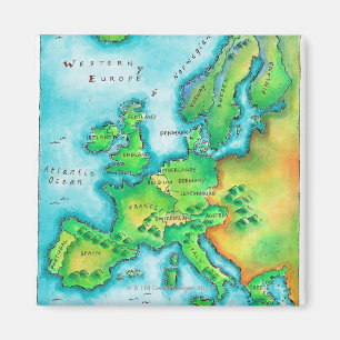 Map of Western Europe Magnet