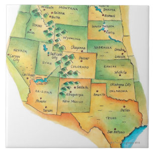 Map of Western United States Ceramic Tile