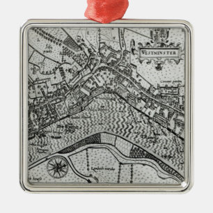 Map of Westminster from 'Speculum Britannia' Metal Ornament