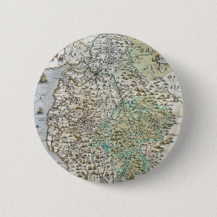 Map of Westmorland and Cumberland 1576 6 Cm Round Badge