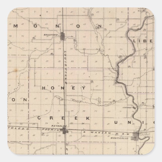 Map of White County Square Sticker (Front)