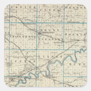 Map of Whiteside County Square Sticker