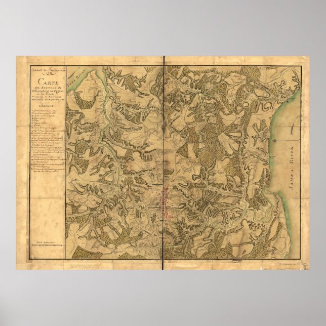 Map of Williamsburg for Comte de Rochambeau Poster (Front)