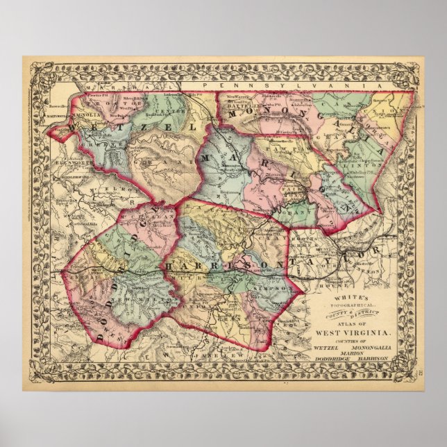 Map of Winfield, West Virginia Poster (Front)