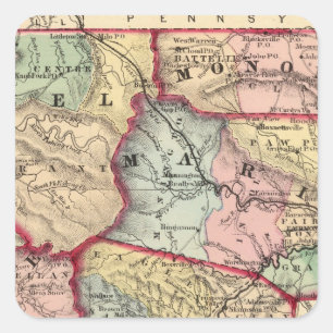 Map of Winfield, West Virginia Square Sticker