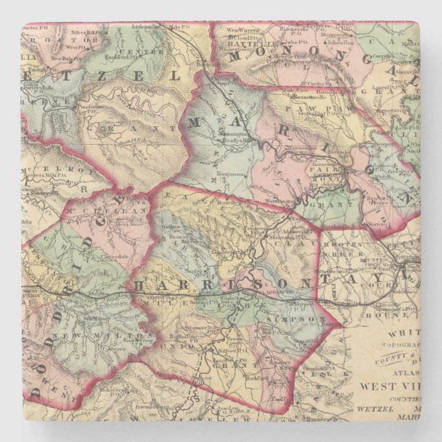 Map of Winfield, West Virginia Stone Coaster (Front)