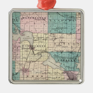 Map of Winnebago County, State of Wisconsin Metal Ornament