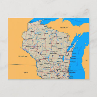 Map of Wisconsin Post Cards