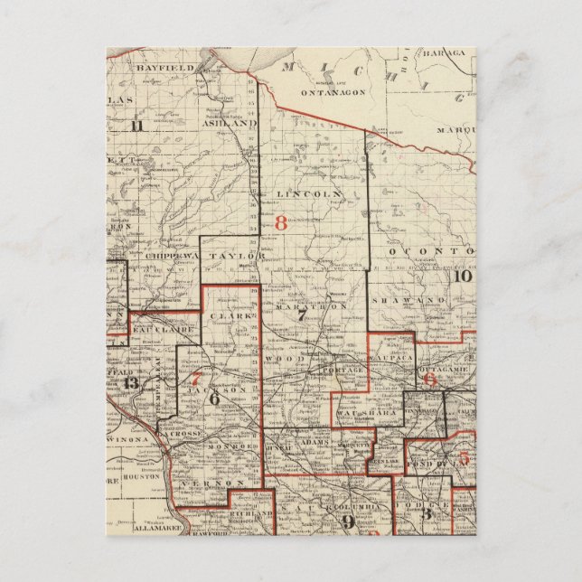 Map of Wisconsin Postcard (Front)