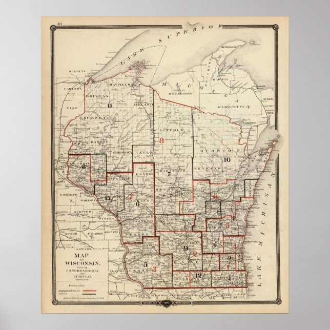 Map of Wisconsin Poster (Front)