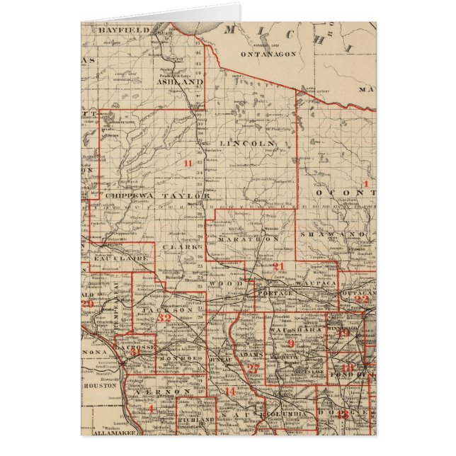 Map of Wisconsin showing senatorial districts (Front)