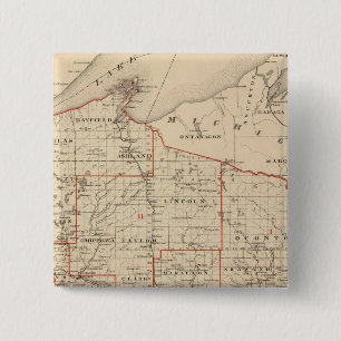 Map of Wisconsin showing senatorial districts 15 Cm Square Badge