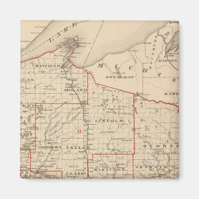 Map of Wisconsin showing senatorial districts Magnet (Front)