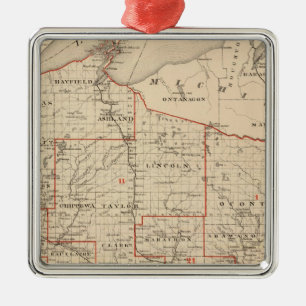 Map of Wisconsin showing senatorial districts Metal Ornament